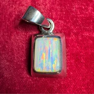 Pendant 925 Sterling Silver Mexico Opal Colorful Solid Sterling Feminine